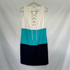 Trina Turk White and Blue Color Block‎ Dress